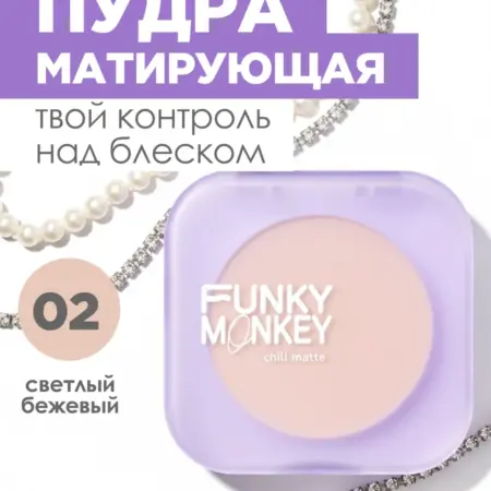 Пудра для лица компактная Chill Matte тон 02 светлый бежевый. iBeauty Store