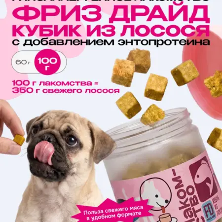 Лакомство для собак "Cosmodog" Freeze Dried кубик из лосося. COSMOPET