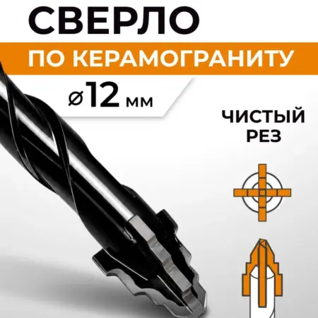 Сверло спиральное со ступенчатым наконечником 12 мм. RAGE tools
