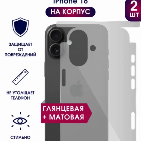 Защитная гидрогелевая пленка на корпус iPhone 16. TONKO