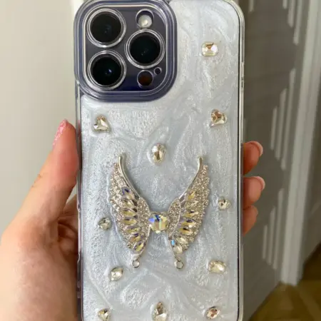 Чехол на iPhone 15 PRO MAX с 3D элементами со стразами. Banana!