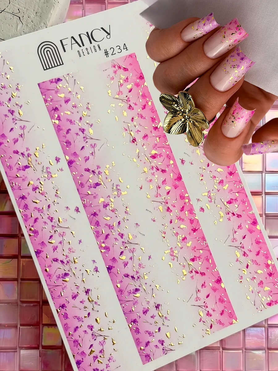 Слайдеры наклейки для ногтей летние цветы. NAILS MARKET