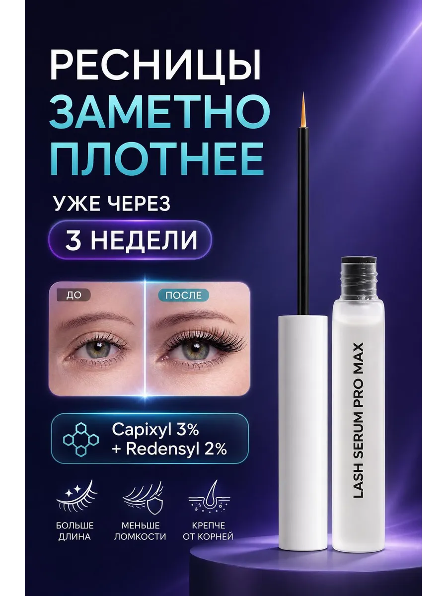 Сыворотка для роста ресниц PRO MAX. Мегаздрав