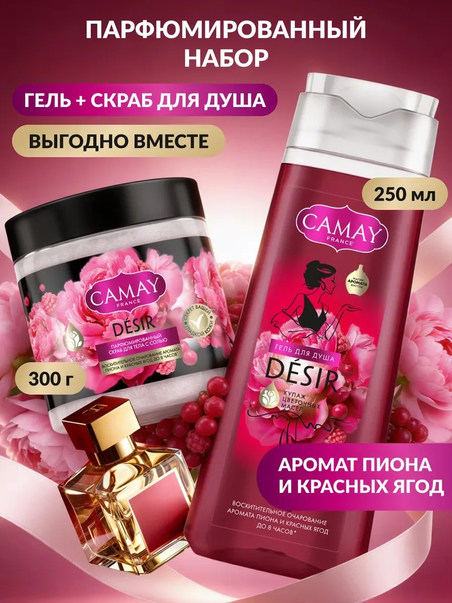 Набор парфюмированный для душа скраб и гель. Гарантис Трейд