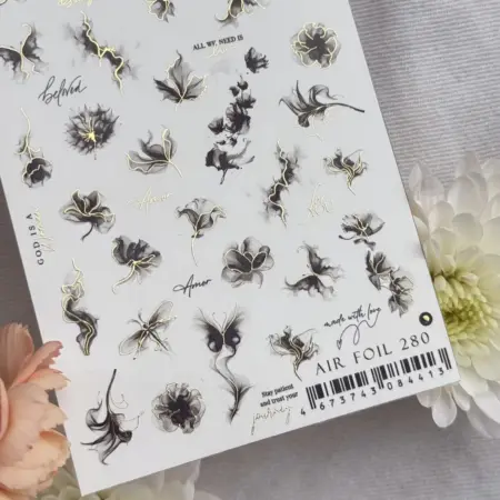 Слайдеры наклейки для ногтей летние цветы. NAILS MARKET