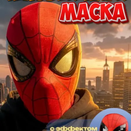 Маска Человека Паука тканевая с моргающими глазами. RICH FAMILY