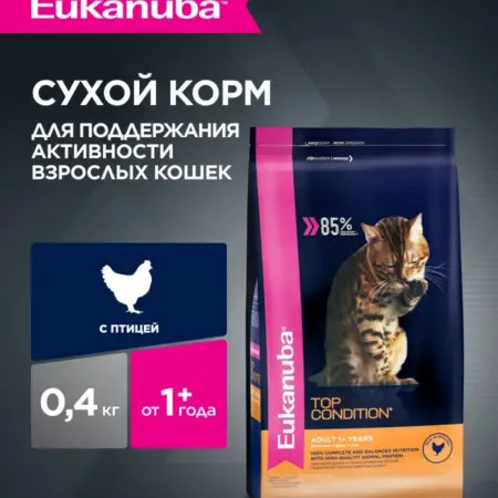 Корм для кошек сухой с домашней птицей, 400 г. ЗооОптТорг.РФ