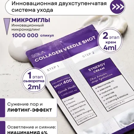 Набор саше миниатюр для лица с микроиглами крем и сыворотка. BestKorea shop