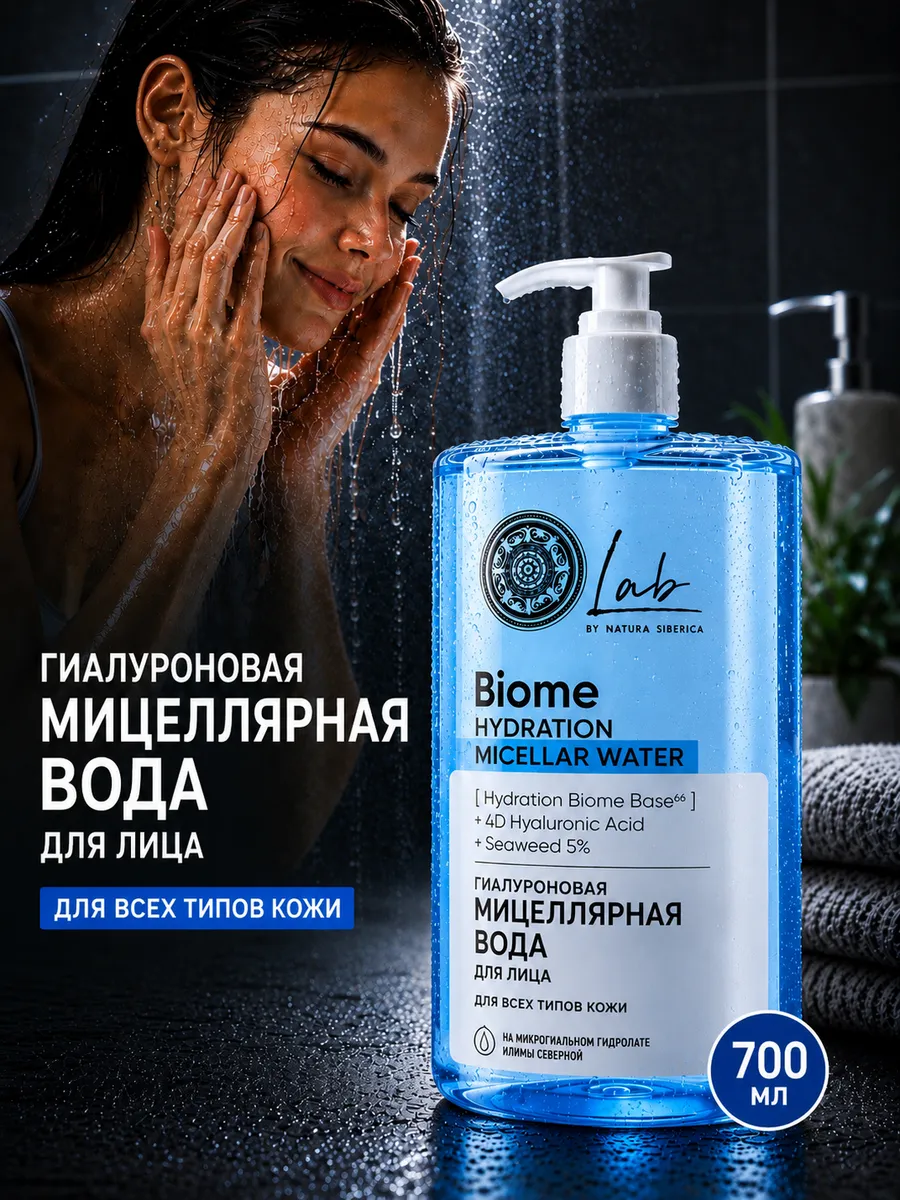 Мицеллярная вода для снятия макияжа гиалуроновая Lab Biome. ТОРГОВО-ПРОИЗВОДСТВЕННАЯ КОМПАНИЯ УСПЕШНОЕ ДЕЛО