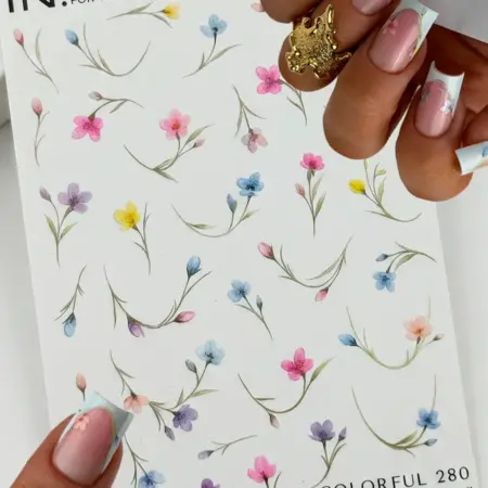 Слайдеры наклейки для ногтей летние цветы. NAILS MARKET