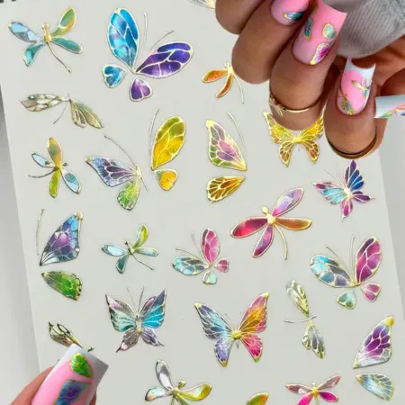 Летние слайдеры наклейки для ногтей бабочки. NAILS MARKET