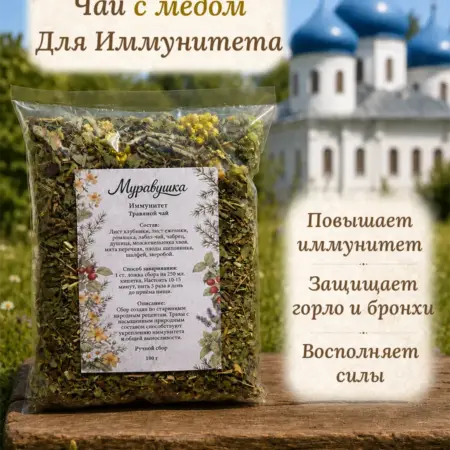 Травяной чай с мёдом повышающий иммунитет. Хлебникова Роща