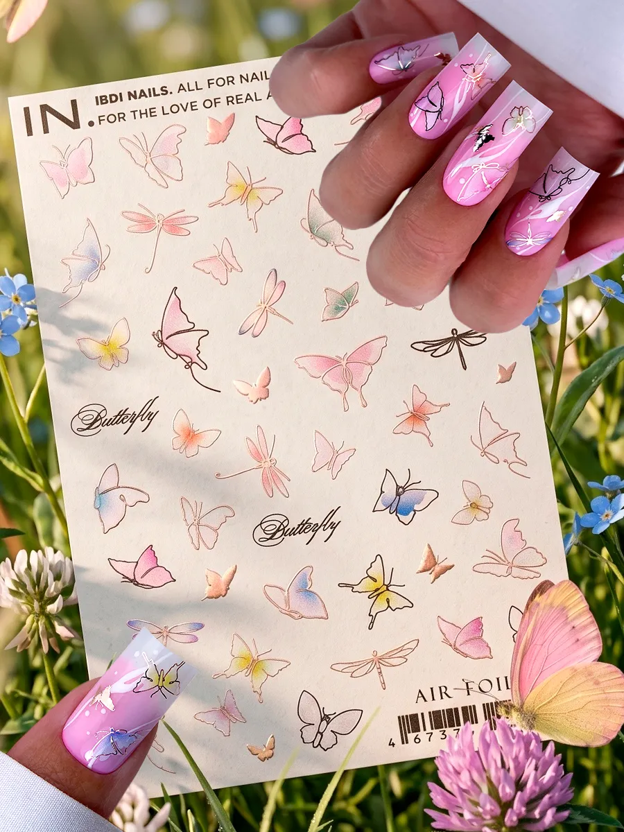 Маникюрные слайдеры наклейки для ногтей бабочки. NAILS MARKET