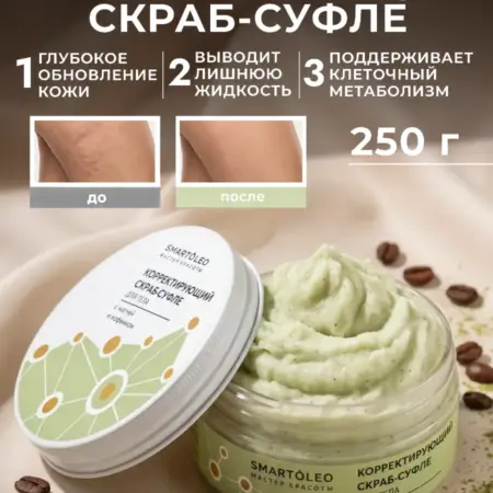 Натуральный скраб суфле для тела с матчей и кофеином. Мануфактура ДОМ ПРИРОДЫ 3