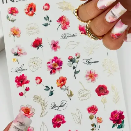 Слайдеры наклейки для ногтей летние цветы. NAILS MARKET